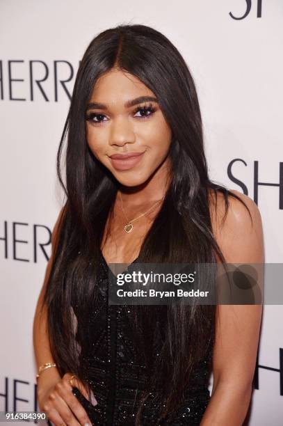 Teala Dunn attends the NYFW Sherri Hill Runway Show on February 9, 2018 in New York City.