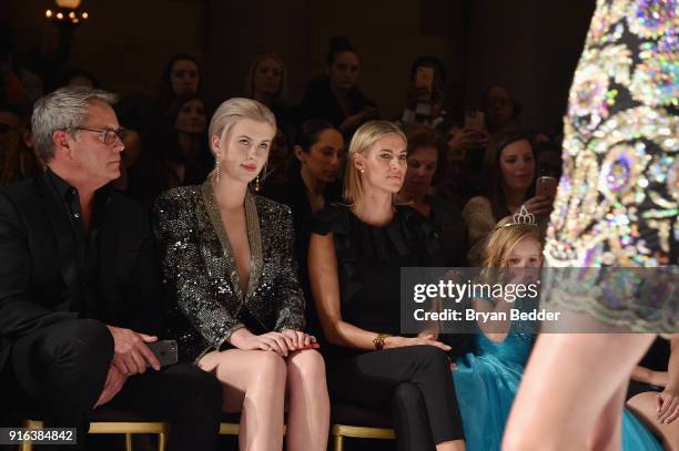 Peter Cook, Ireland Baldwin and Kristen Taekman attend the NYFW Sherri Hill Runway Show on February 9, 2018 in New York City.