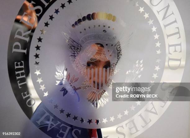 Canadian Prime Minister Justin Trudeau arrives to deliver an address at the Ronald Reagan Presidential Library and Museum, February 9, 2018 in Simi...