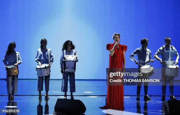 French singer, songwriter and composer Camille Dalmais aka Camille performs on stage during the 33rd Victoires de la Musique, the annual French music...