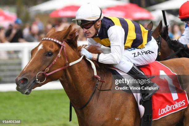 Mark Zahra riding Gailo Chop wins Race 4, Carlyon Cup during Melbourne Racing at Caulfield Racecourse on February 10, 2018 in Melbourne, Australia.