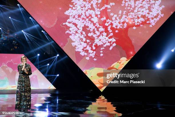 Singer Louane Emera performs during the 33rd Victoires de la Musique 2018 at La Seine Musicale on February 9, 2018 in Boulogne-Billancourt, France.