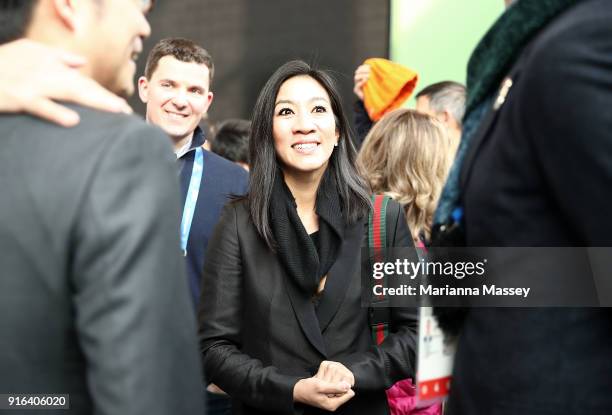 Olympic figure skater Michelle Kwan and arrives at the opening of the Alibaba Showcase at the PyeongChang 2018 Winter Olympic Games on February 10,...