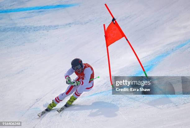 Vincent Kriechmayr of Austria makes a run during the Men's Downhill 3rd Training on day one of the PyeongChang 2018 Winter Olympic Games at Jeongseon...