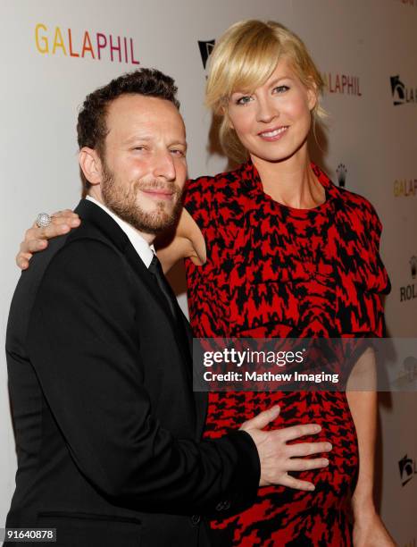 Actress Jenna Elfman and Bodhi Elfman arrive at the Los Angeles Philharmonic Opening Night Gala held at Walt Disney Concert Hall on October 8, 2009...