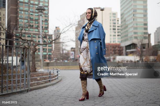 Mademoiselle Meme is seen on the street attending the Bibhu Mohapatra show during New York Fashion Week on February 9, 2018 in New York City.