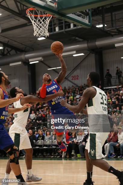 Kay Felder of the Grand Rapids Drive shoots the ball during the game against the Wisconsin Herd on February 9, 2018 at the Menominee Nation Arena in...