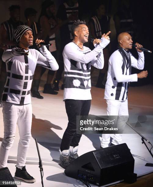 Roger Roberts , Wendell Marnwarrren and Stanton Kewley of the rapso group 3Canal, perform their 'Power' Carnival show at Queen's Hall on February 09,...
