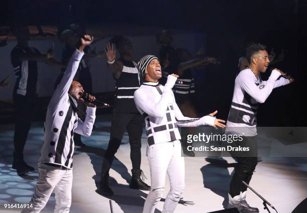 Stanton Kewley , Roger Roberts and Wendell Marnwarrren of the rapso group 3Canal, perform their 'Power' Carnival show at Queen's Hall on February 09,...