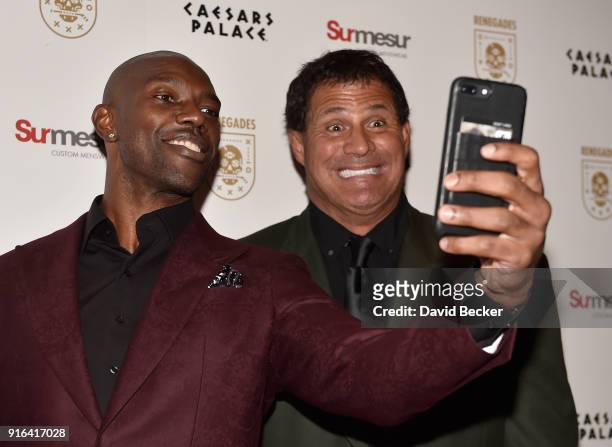Former NFL player Terrell Owens and former Major League Baseball player Jose Canseco attend the grand opening of "Renegades" at Caesars Palace on...