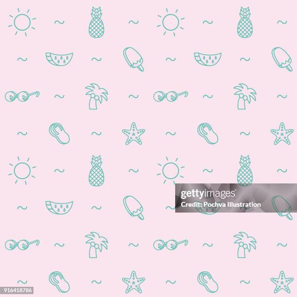 summer themed seamless pattern - sandals stock illustrations