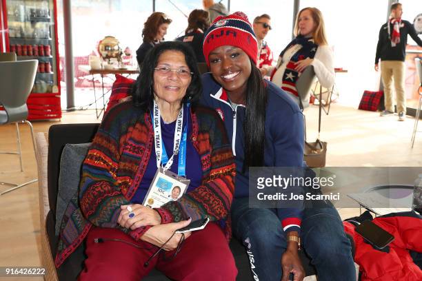 Olympians Anita Defranz and Aja Evans attend the USA House at the PyeongChang 2018 Winter Olympic Games on February 10, 2018 in Pyeongchang-gun,...