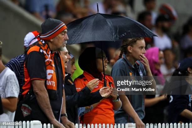 The crowd watches on during the round 20 AFLW match between the Greater Western Sydney Giants and the Carlton Blues at Drummoyne Oval on February 9,...