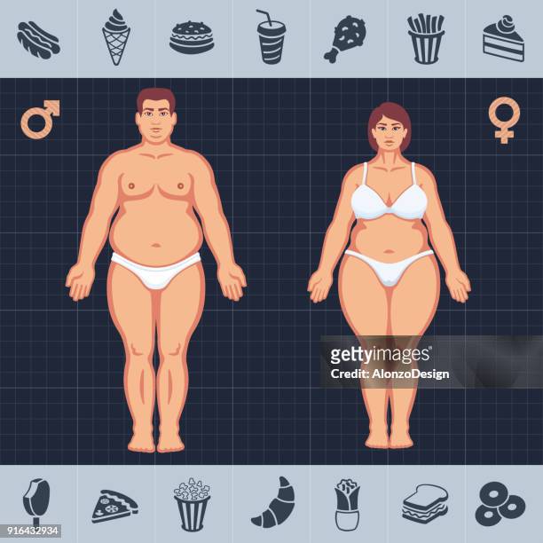 obesity concept illustration - obesity icon stock illustrations