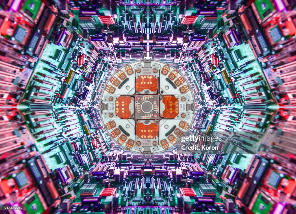 Cybersecurity or Cryptocurrency concept super processor machine