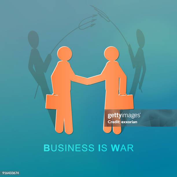 devilish business people handshaking - two faces stock illustrations