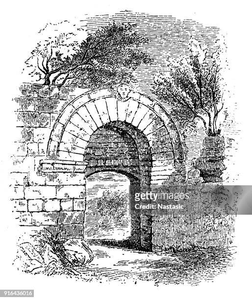 etruscan gate - etruscan stock illustrations