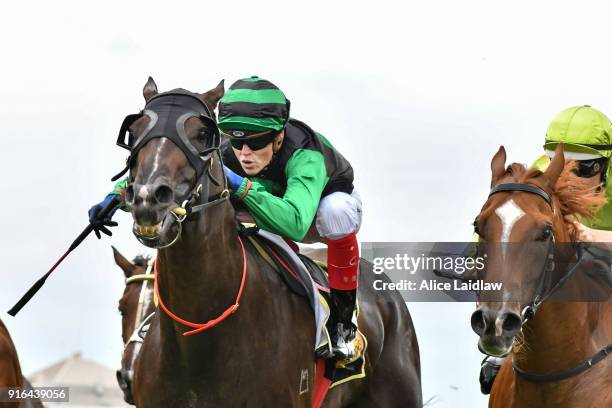 Super Cash ridden by Craig Williams wins the Schweppes Rubiton Stakes at Caulfield Racecourse on February 10, 2018 in Caulfield, Australia.