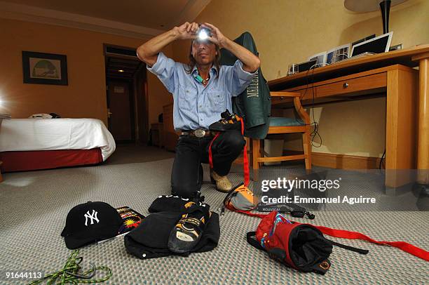 French climber Alain Robert, aka "Spiderman", prepares for his ascent of the Petronas Twin Towers on September 1, 2009 in Kuala Lumpur, Malaysia....