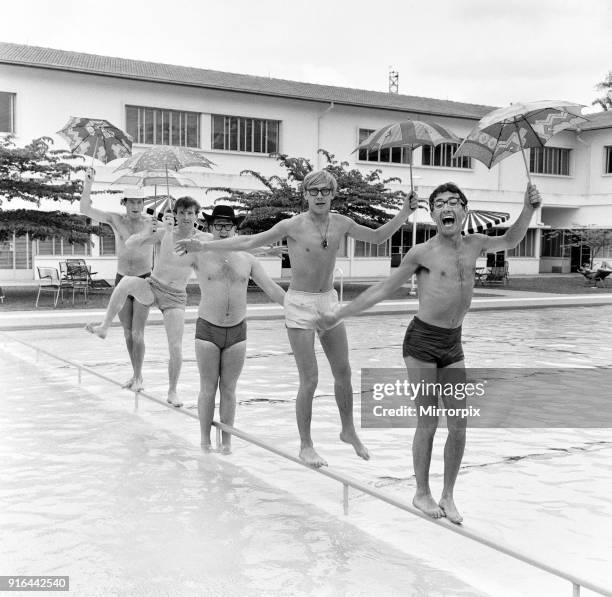 Manchester pop group Freddie and the Dreamers pictured in Singapore during their world tour. Here the band led by singer Freddie Garrity are pictured...