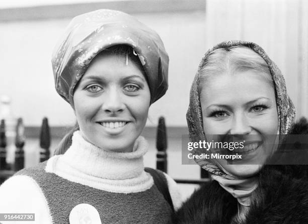 Miss Brazil, Madalena Sbaraini and Miss Germany, Dagmar Winkler , Miss World Contestants, London, 16th November 1977.