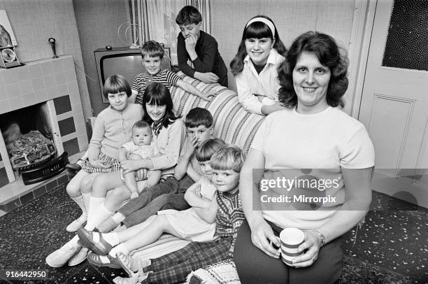 Pamela Spence and family, recently moved home to Arthur Street, Small Heath, Birmingham, 7th October 1969.