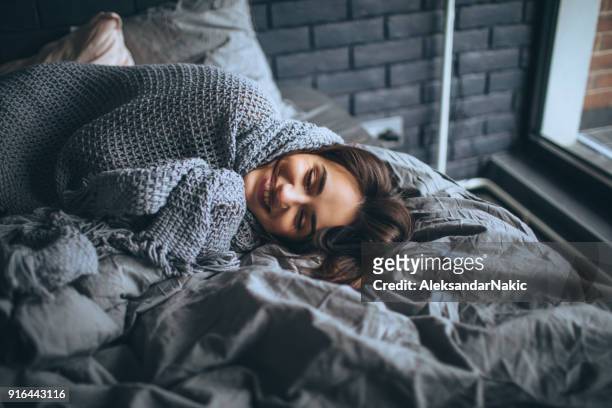 good morning world - comfortable sleeping stock pictures, royalty-free photos & images