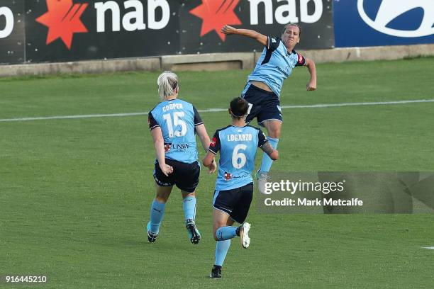 Lisa De Vanna of Sydney FC celebrates scoring a goal during the W-League semi final match between Sydney FC and the Newcastle Jets at Leichhardt Oval...