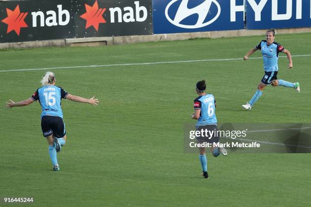 Lisa De Vanna of Sydney FC celebrates scoring a goal during the W-League semi final match between Sydney FC and the Newcastle Jets at Leichhardt Oval...