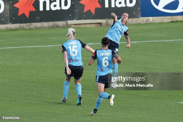 Lisa De Vanna of Sydney FC celebrates scoring a goal during the W-League semi final match between Sydney FC and the Newcastle Jets at Leichhardt Oval...