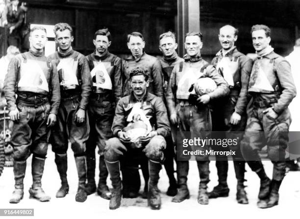 The Belle Vue Squad of the mid thirties, pictured after their fourth consecutive National League triumph in 1936. Back Bill Kitchen, Max Grosskreutz,...