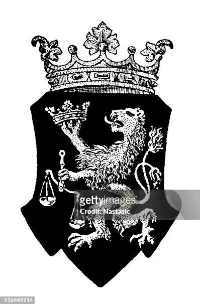 borsod county coat of arms - lion tattoo stock illustrations
