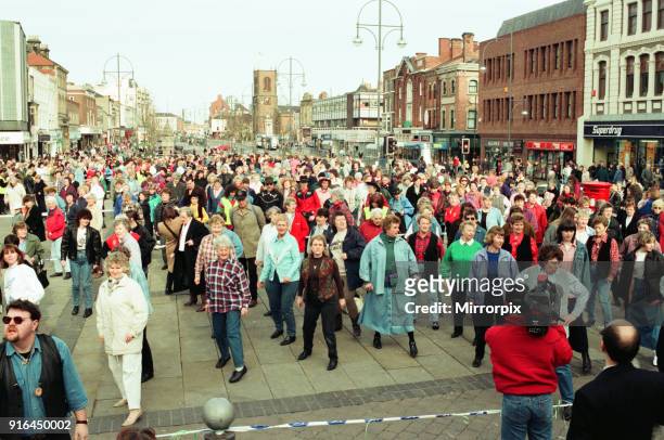 The Stockton Line Dance world record attempt in Stockton town centre, 3rd March 1997.