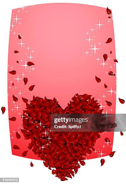 falling petals with heart - rose petals stock illustrations