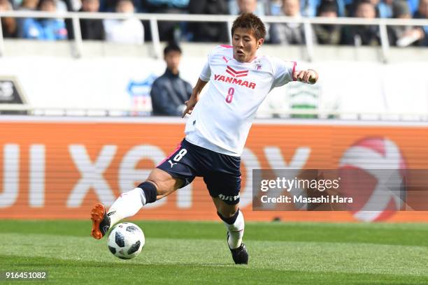 Yoichiro Kakitani of Cerezo Osaka in action during the Xerox Super Cup match between Kawasaki Frontale and Cerezo Osaka at the Saitama Stadium on...