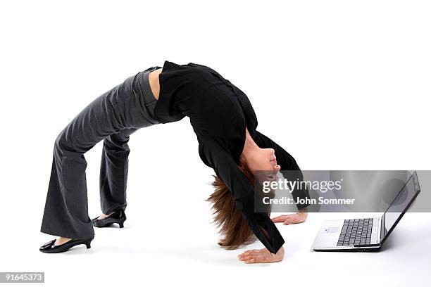 woman bending over backwards - leaning back stock pictures, royalty-free photos & images