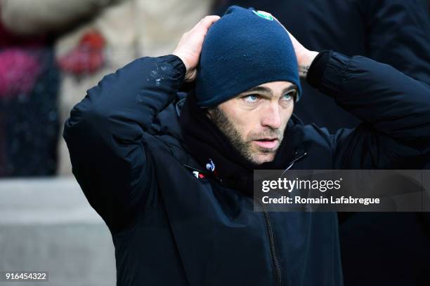 Julien Sable of Saint Etienne during the Ligue 1 match between AS Saint-Etienne and Olympique Marseille at Stade Geoffroy-Guichard on February 9,...