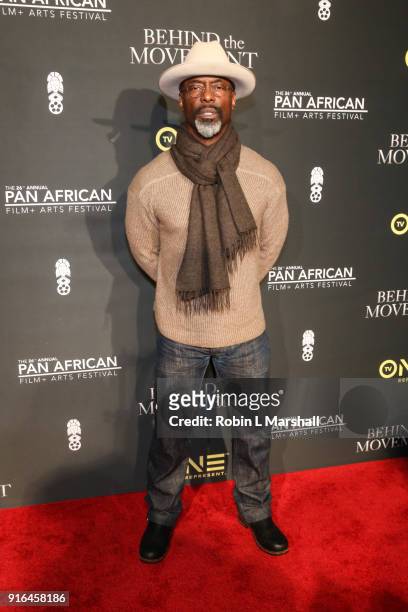 Actor Isaiah Washington attends "Behind The Movement" Red Carpet Event at Cinemark Baldwin Hills Crenshaw Plaza 15 on February 9, 2018 in Los...