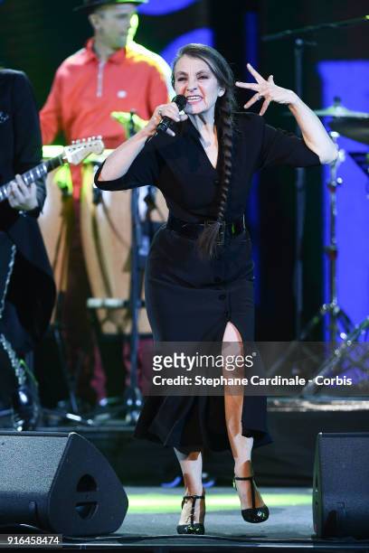 Catherine Ringer performs during the 33rd "Les Victoires De La Musique" 2018 at La Seine Musicale on February 9, 2018 in Boulogne-Billancourt, France.