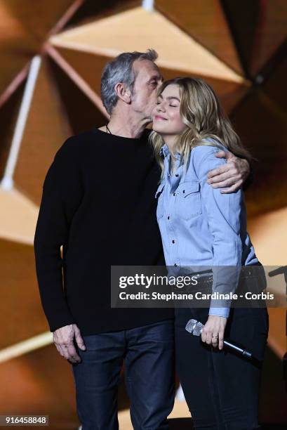 Alain Lanty and singer Louane Emera attend the 33rd "Les Victoires De La Musique" 2018 at La Seine Musicale on February 9, 2018 in...