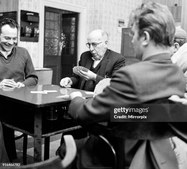 Buff's Working Mens Club, Middlesbrough, North Yorkshire. Men playing a game of cards, 17th March 1968.