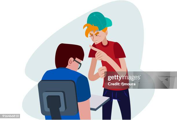 teasing the classmate - student aggression stock illustrations