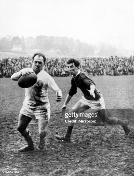 Swansea captain Clive Rowlands in action during the rugby union match against Llanelli at Stradey Park. March 1968.