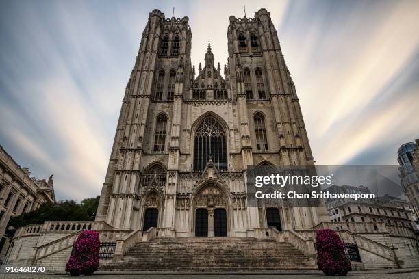 cathedral of st. michael and st. gudula in brussels, belgium - cathedral of st michael and st gudula fotografías e imágenes de stock