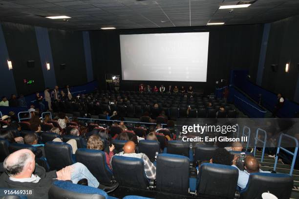 General view during the Q&A from the Pan African Film Festival-"Behind The Movement" Screening at Baldwin Hills Crenshaw Plaza on February 9, 2018 in...