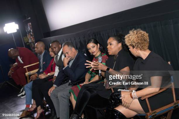 General view during the Q&A from the Pan African Film Festival-"Behind The Movement" Screening at Baldwin Hills Crenshaw Plaza on February 9, 2018 in...