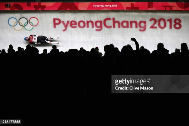 David Gleirscher of Austria slides during the Men's Singles Luge on day one of the PyeongChang 2018 Winter Olympic Games at Olympic Sliding Centre on...