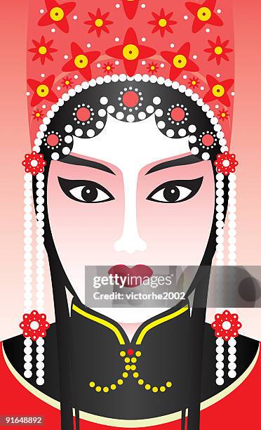 chinesische oper mädchen - chinese opera stock-grafiken, -clipart, -cartoons und -symbole