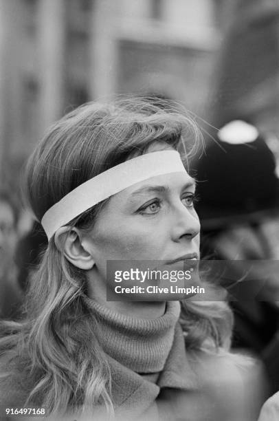 British actress and political activist Vanessa Redgrave at an anti Vietnam War rally organised by the 'Vietnam Solidarity Campaign', Trafalgar...