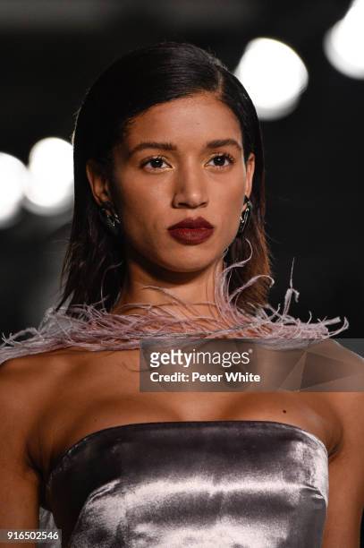Model walks the ruway at Cushnie Et Ochs Fashion Show during New York Fashion Week at Pier 17 on February 9, 2018 in New York City.